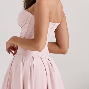 House of CB Strapless Pleated Midi Dress in Pale Pink